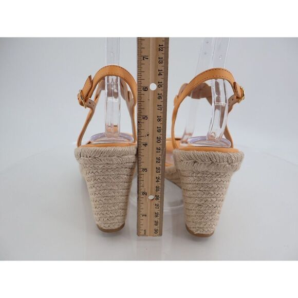 STUART WEITZMAN Twist Espadrille Wedge Sandal Orange Leather Size 10 Slingback - Picture 8 of 11